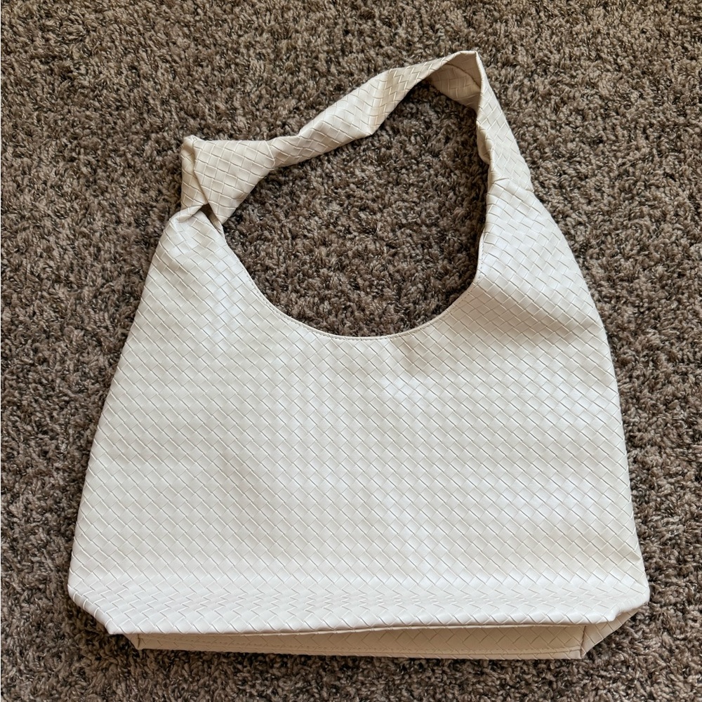 Cream Hobo Bag with Quilted Design